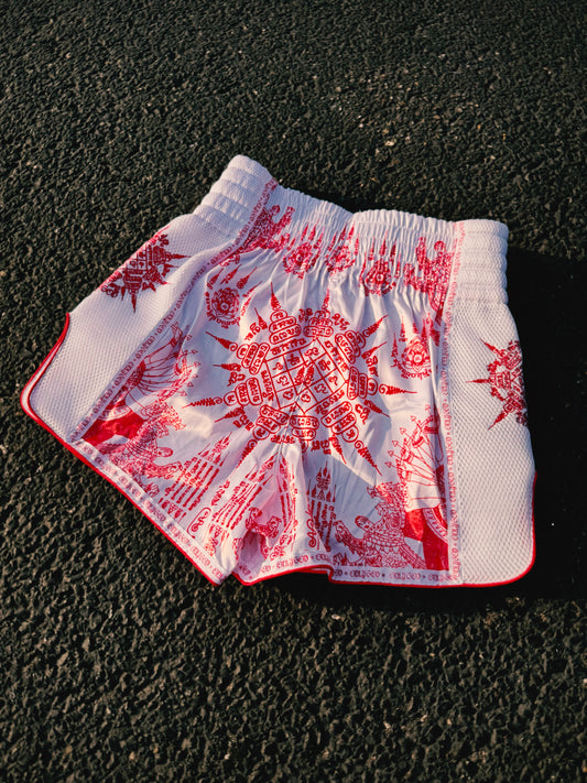 Red Sacred Ink Sak Yant Muay Thai Short