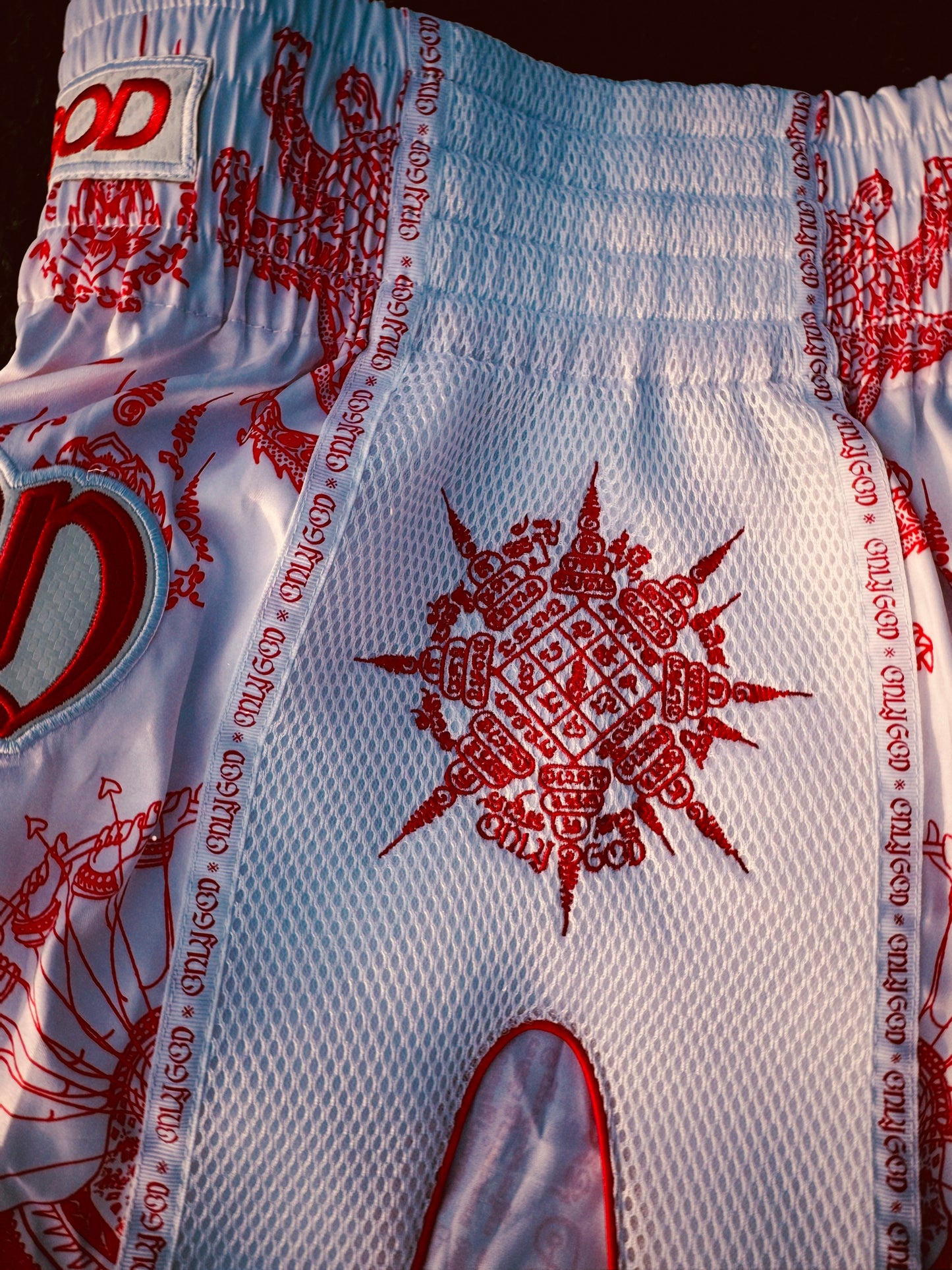 Red Sacred Ink Sak Yant Muay Thai Short