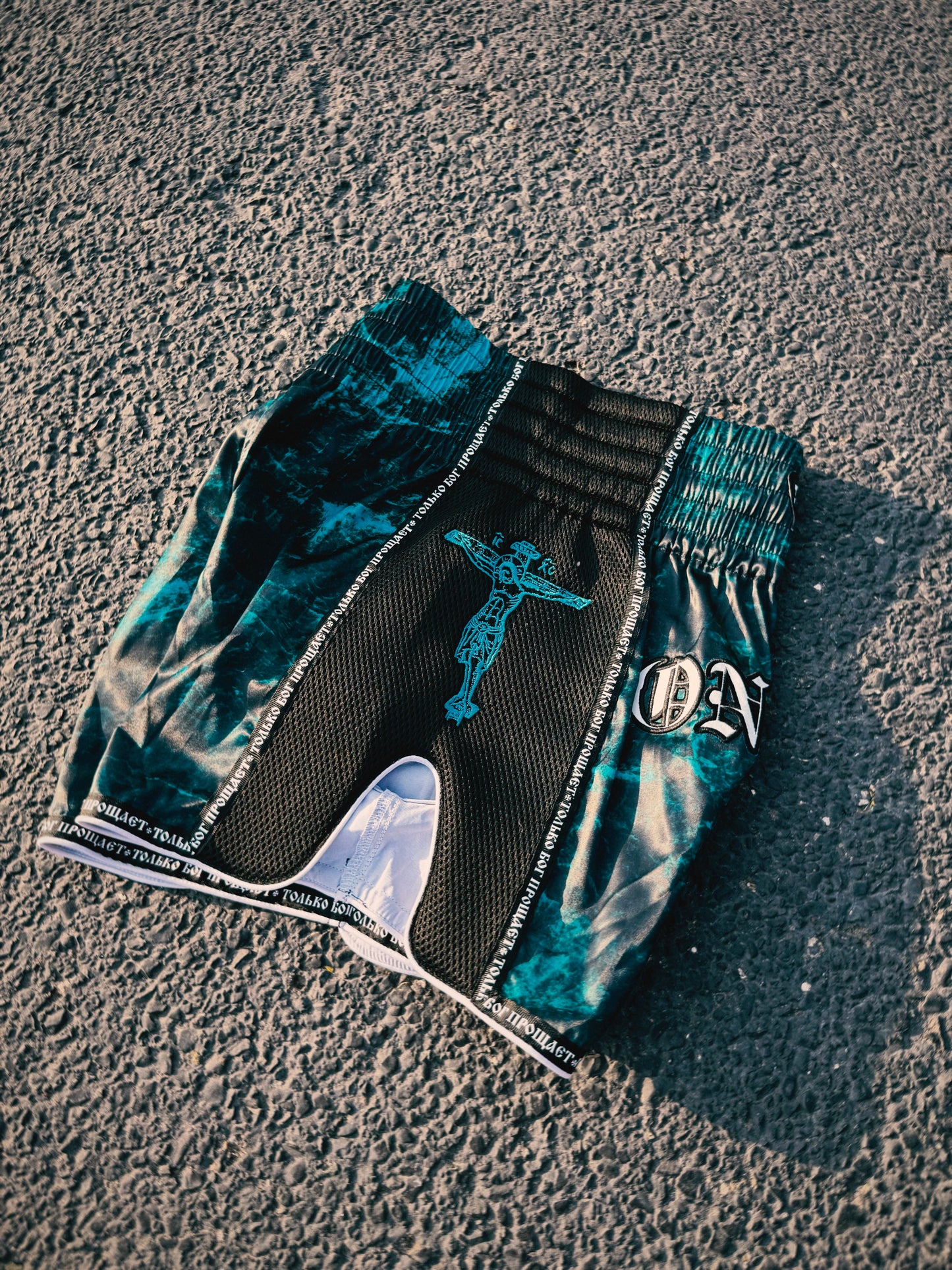 Turquoise Crucifix Muay Thai Short