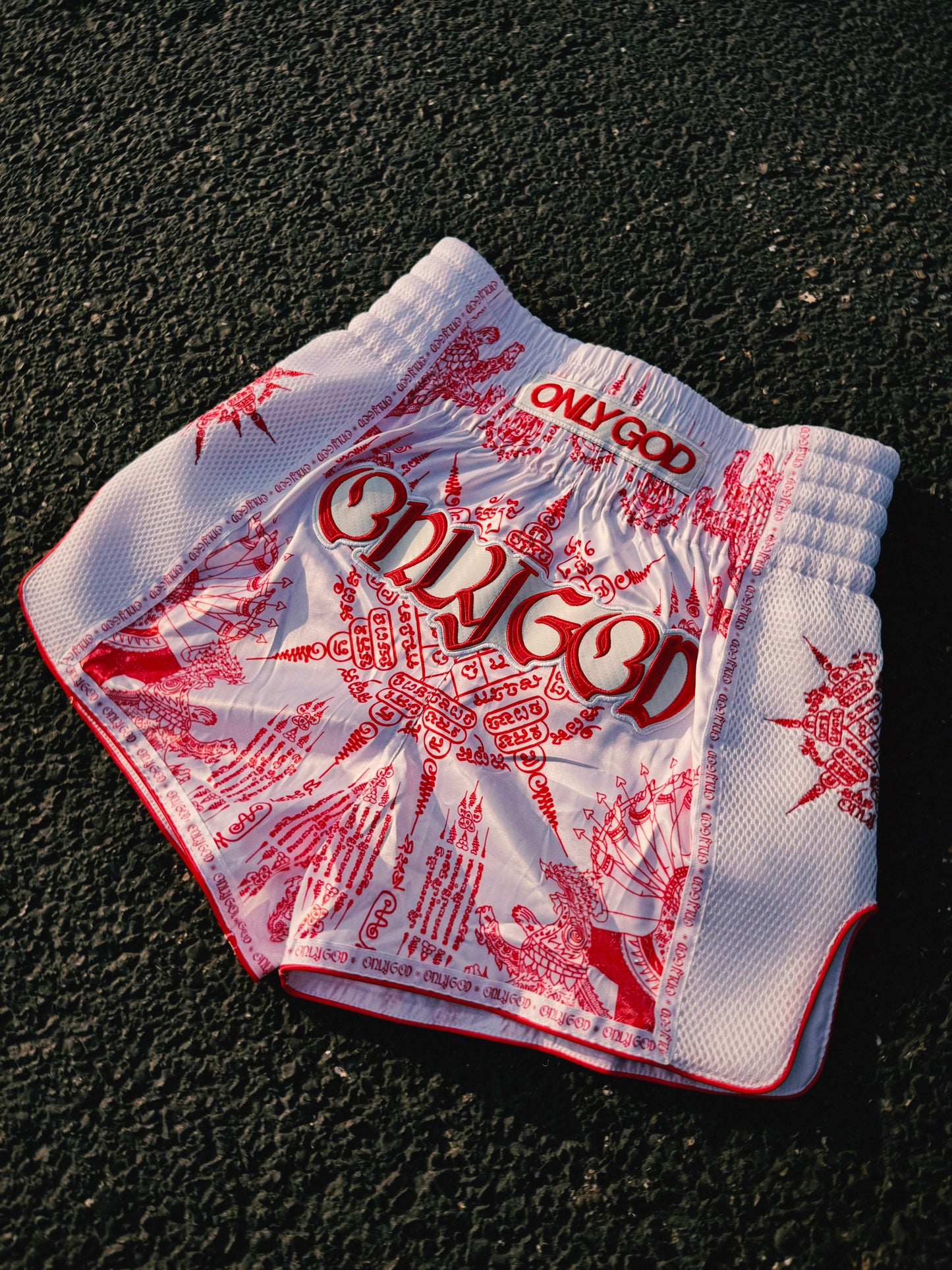 Red Sacred Ink Sak Yant Muay Thai Short