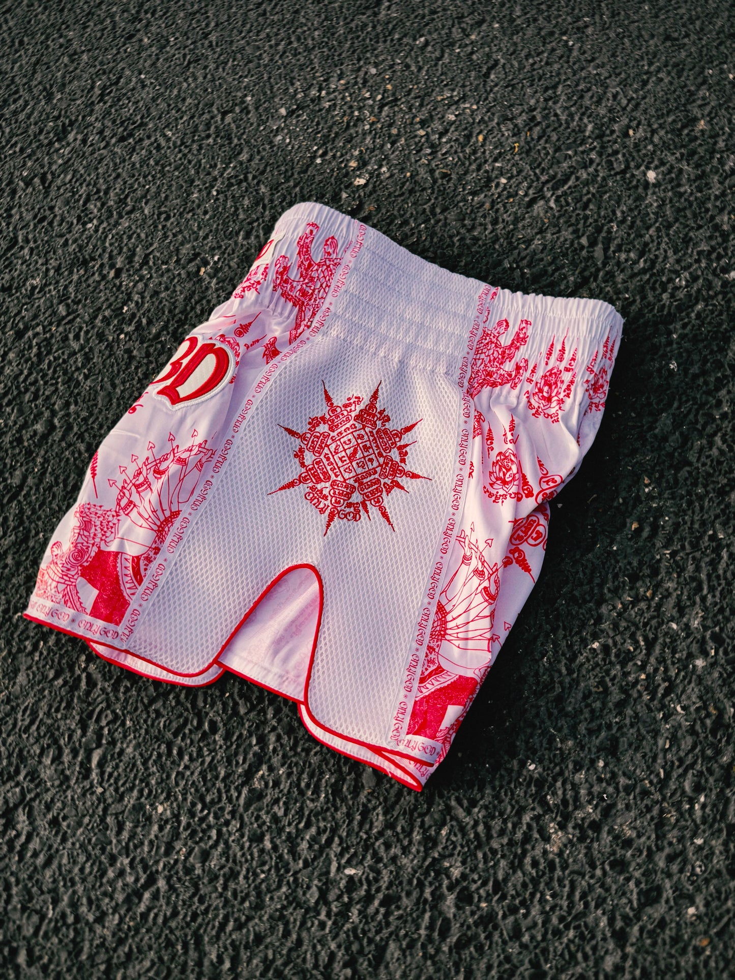 Red Sacred Ink Sak Yant Muay Thai Short